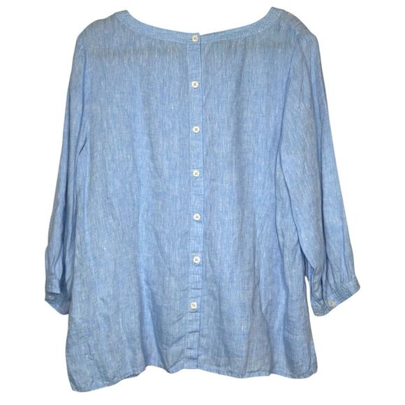 Talbots Linen Button Back Cross Dyed Blouse - Size XL - Picture 4 of 8